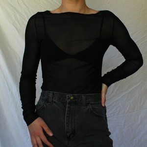 Sarah Pacini Mesh Long Sleeve Shirt